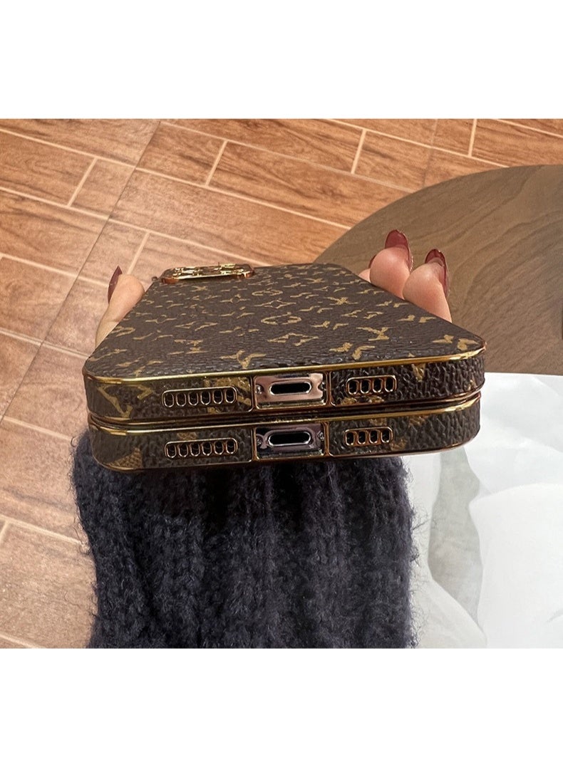 جراب فاخر من الجلد الصناعي لهاتف آيفون 13 برو ماكس - غطاء خلفي واقٍ مقاوم للصدمات بتصميم أنيق مع حماية للكاميرا - Image 2